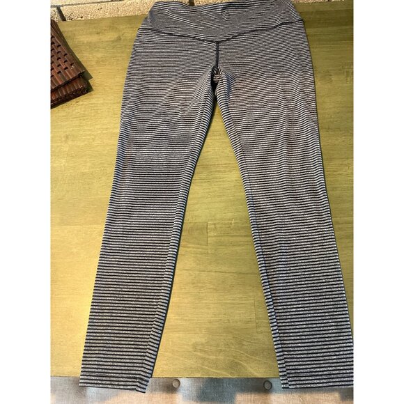 Striped High-Waisted Yoga Leggings - Size M - Navy & Gray - VOGO - Stretchy Acti - Picture 6 of 6